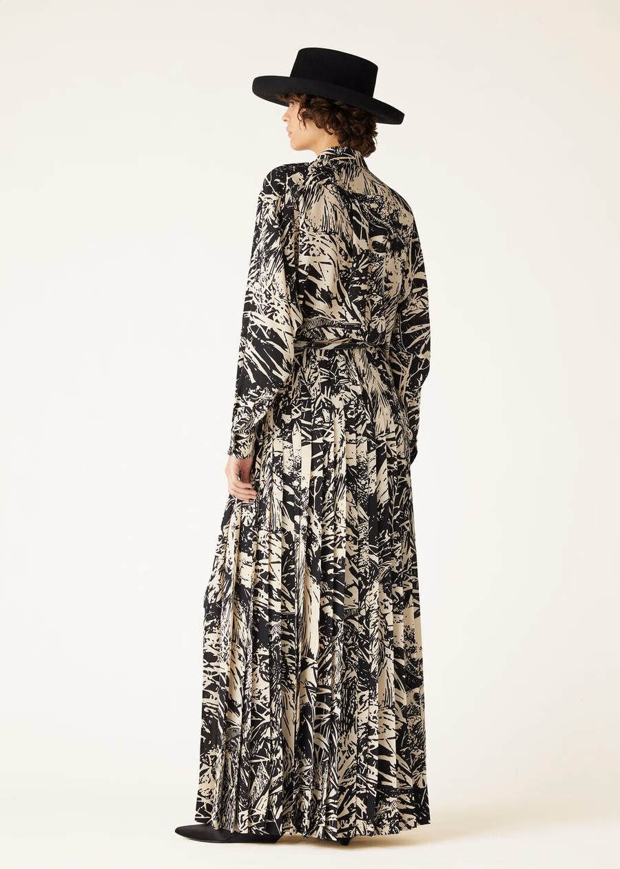 Camisa de seda Elisabette preta/nougat