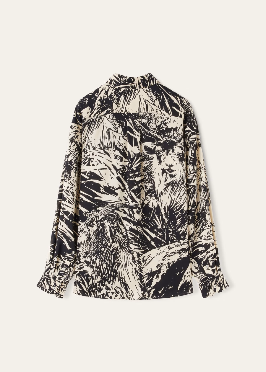 Camisa de seda Elisabette preta/nougat