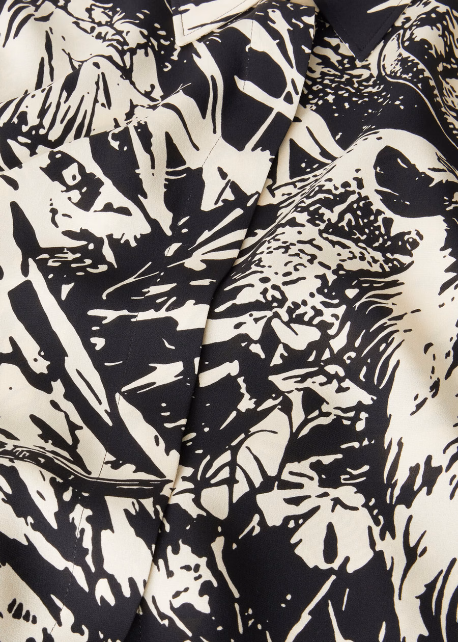 Camisa de seda Elisabette preta/nougat