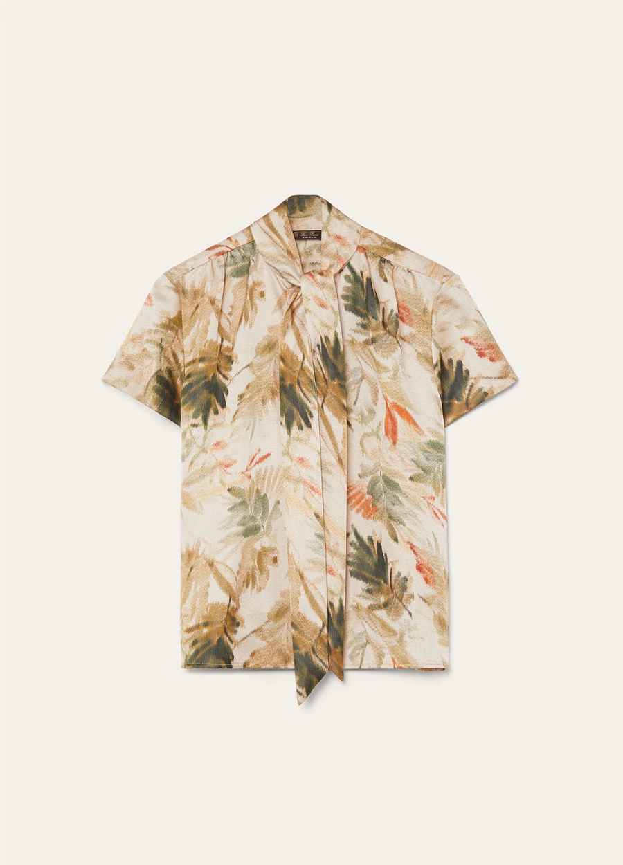 Camisa Febe de seda e cashmere, cor verde fluorita/beijada pelo sol