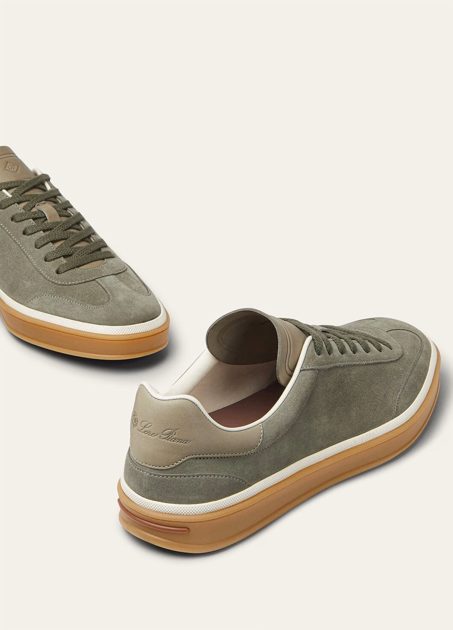 Tênis Tennis Walk em camurça de bezerro dividida cinza militar