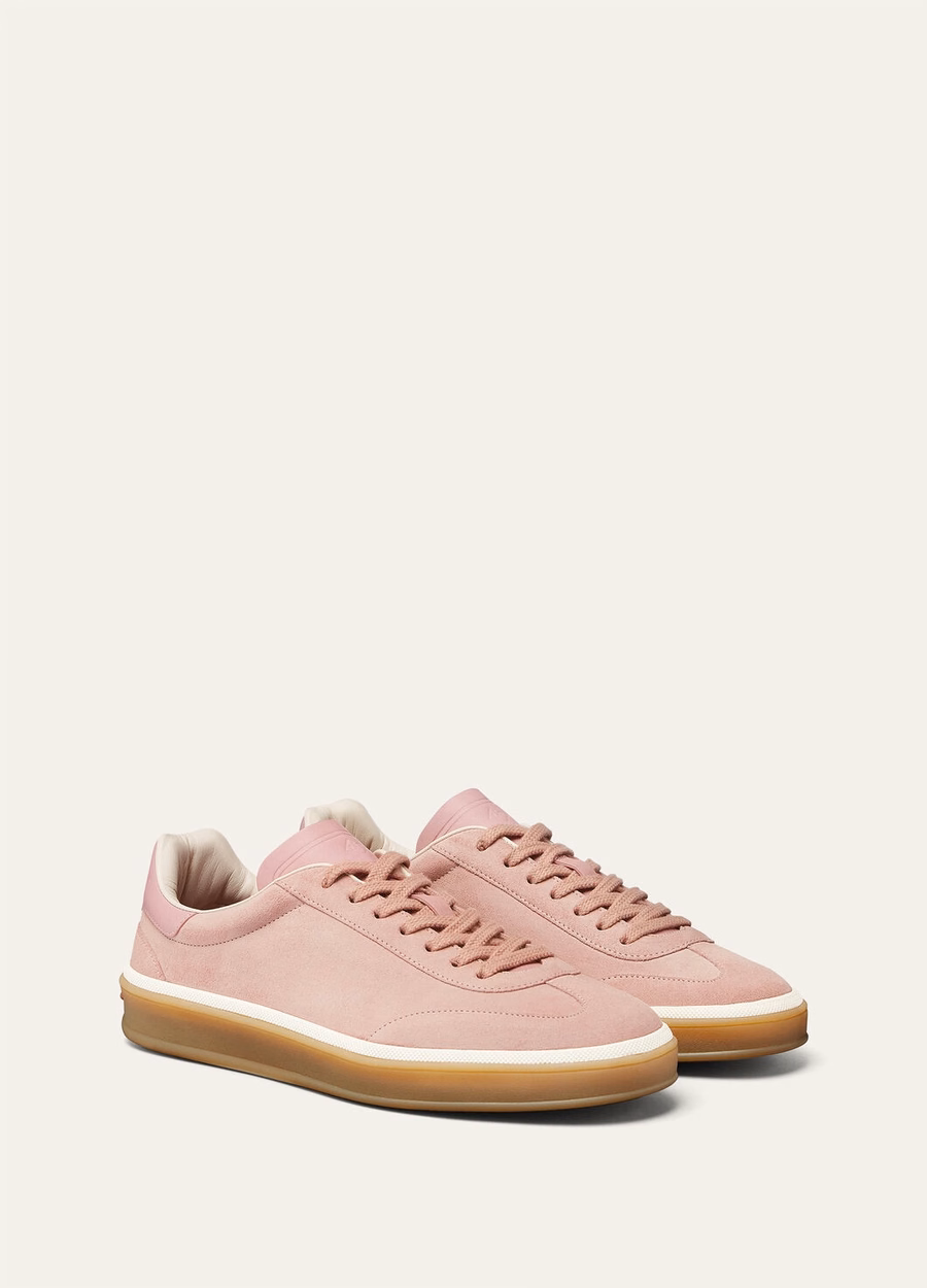 Tênis Tennis Walk em camurça com fenda na panturrilha, rosa verão.
