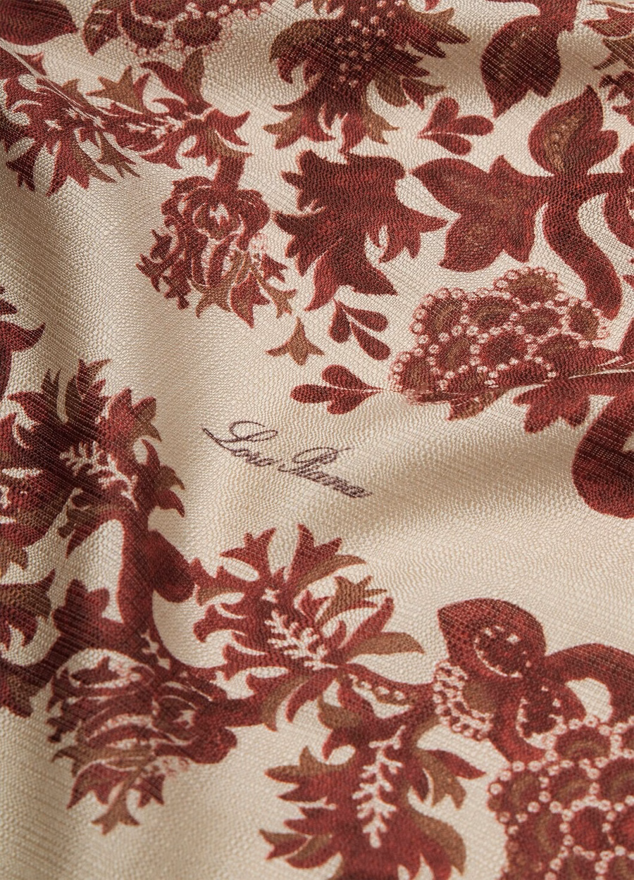 Xale de pergaminho de seda Thistle/Borgonha/Avelã