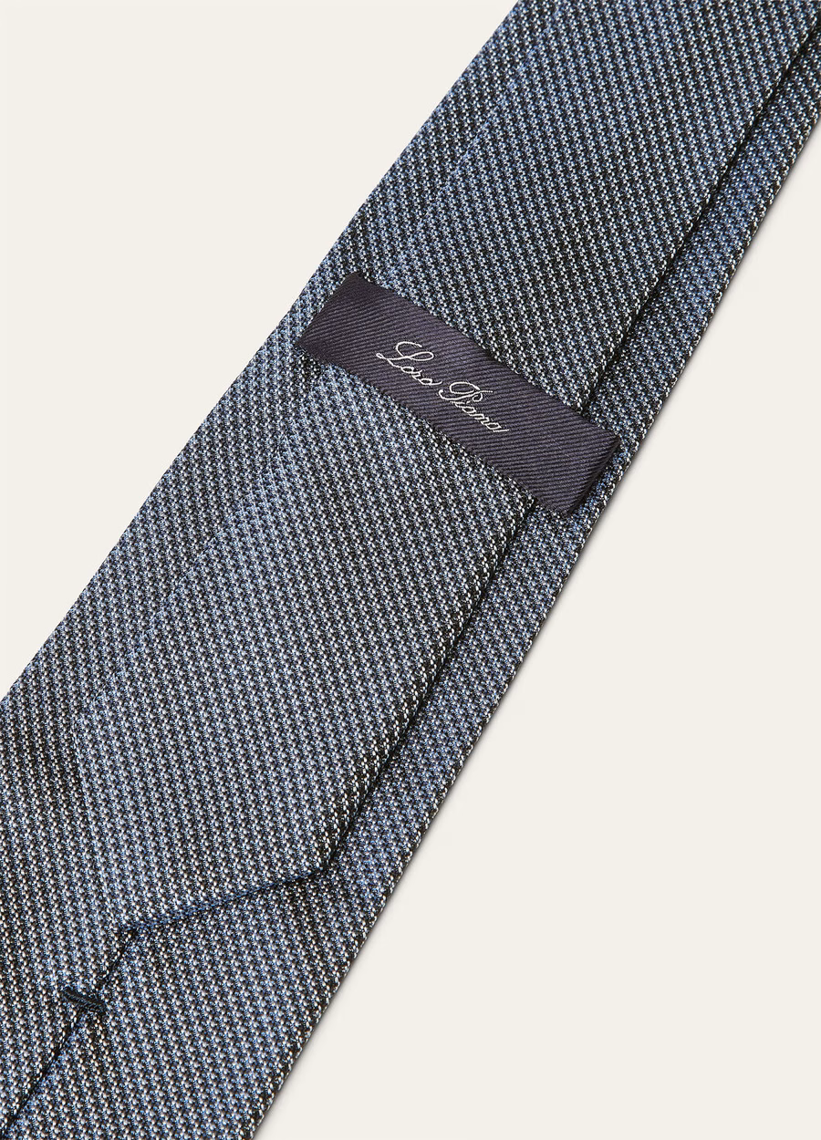 Gravata Yale Silk Prata Branca/Azul Allure/Azul Marinho