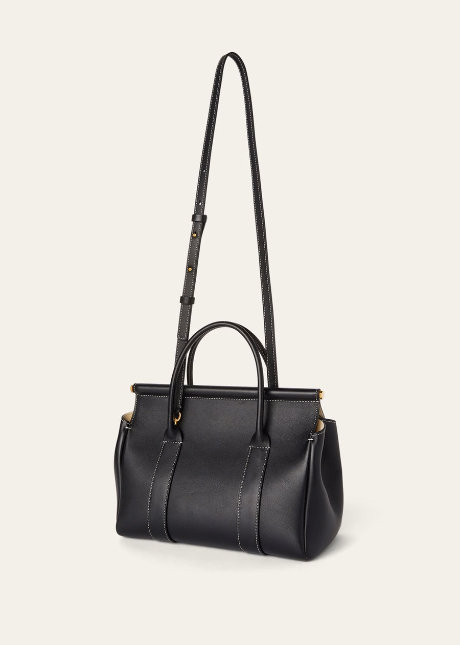 Bolsa Loom L25 em couro de bezerro preto/dourado.