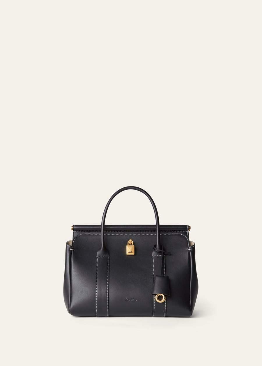 Bolsa Loom L25 em couro de bezerro preto/dourado.
