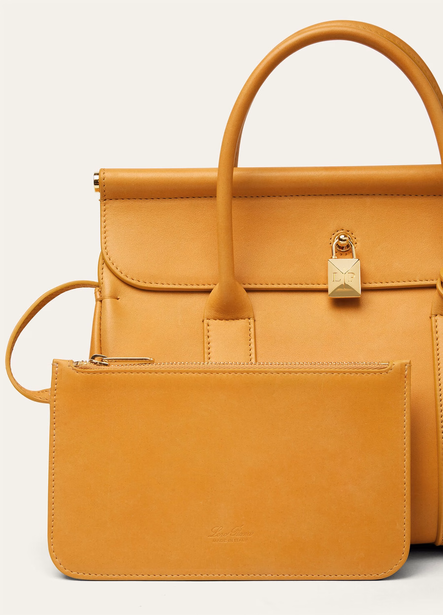 Bolsa Loom L25 em couro de bezerro amarelo trigo/dourado sol