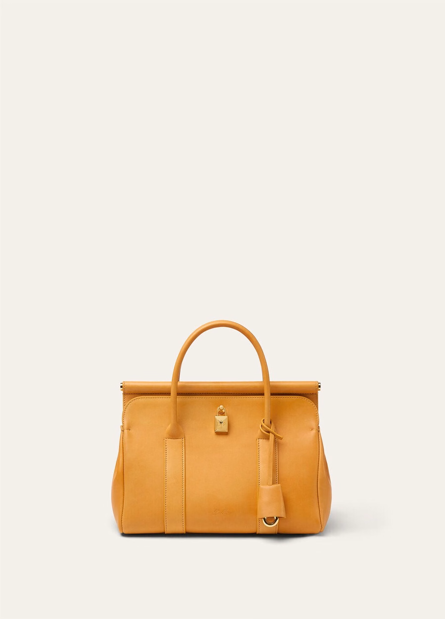 Bolsa Loom L25 em couro de bezerro amarelo trigo/dourado sol