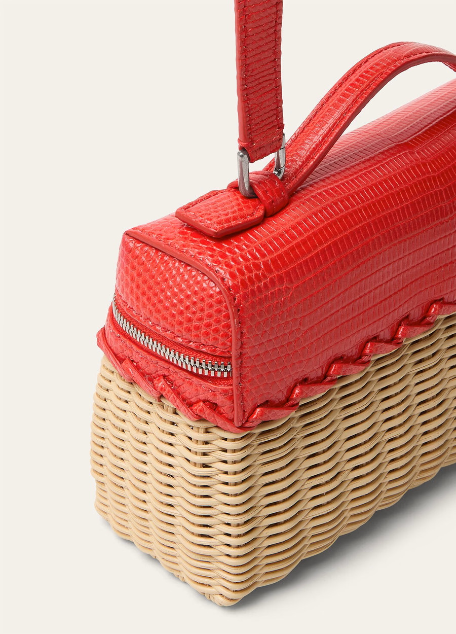 Batom de vime East-West com bolso extra L19, cor coral maltado/prata antiga.
