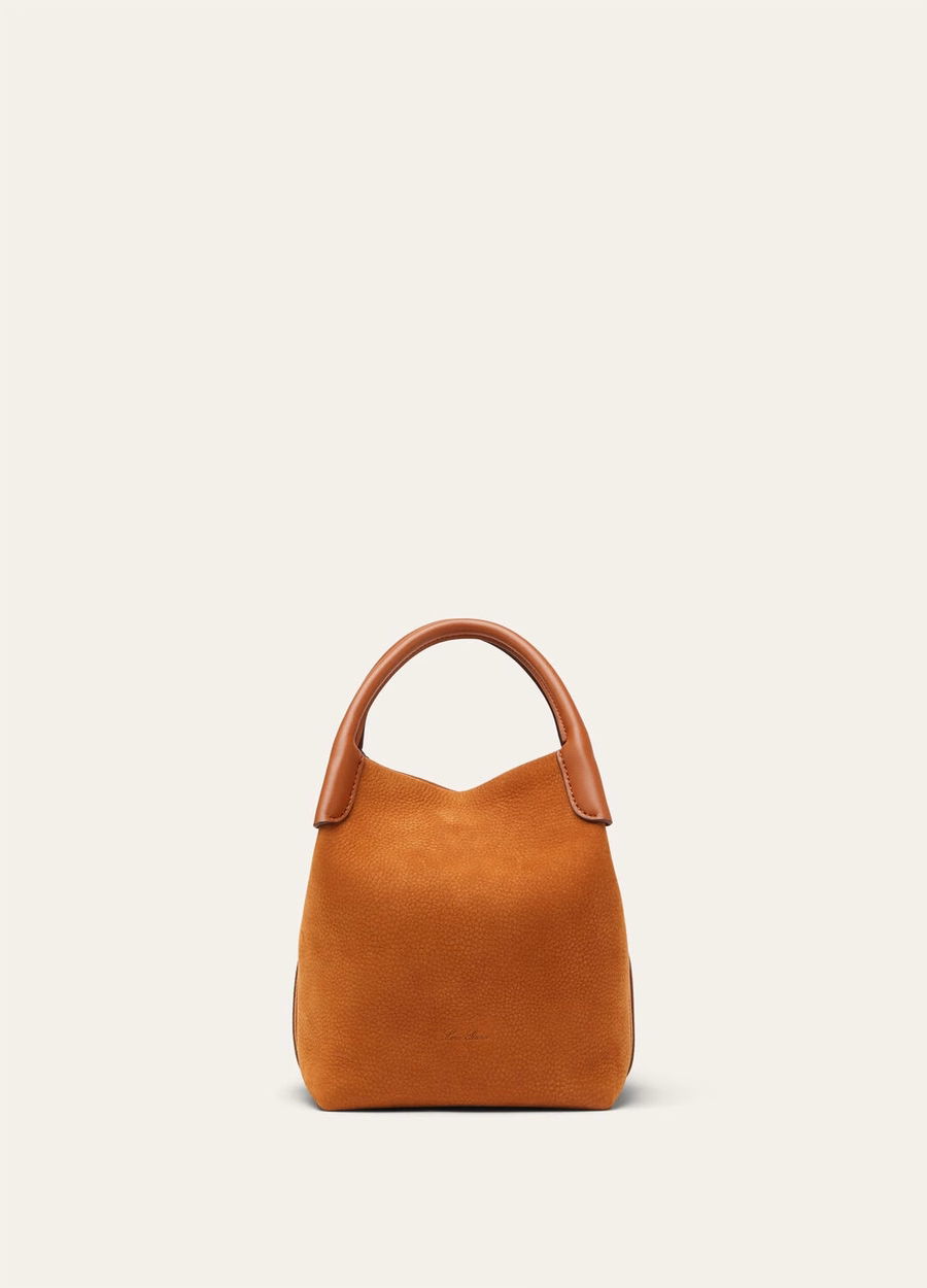 Bolsa Mic Bale em couro de bezerro Bon Ton marrom/dourado