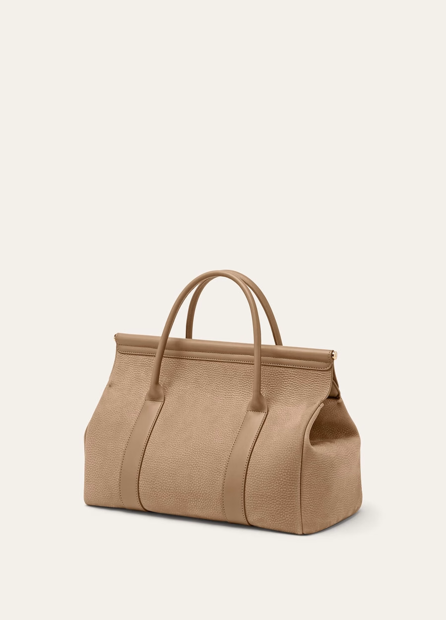 Bolsa Loom L32 em couro de bezerro nas cores Fume Taupe/Sun Gold