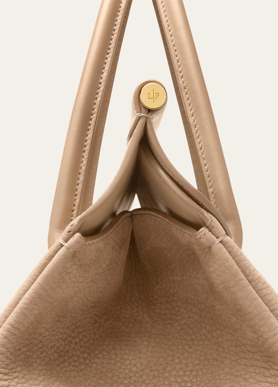 Bolsa Loom L32 em couro de bezerro nas cores Fume Taupe/Sun Gold