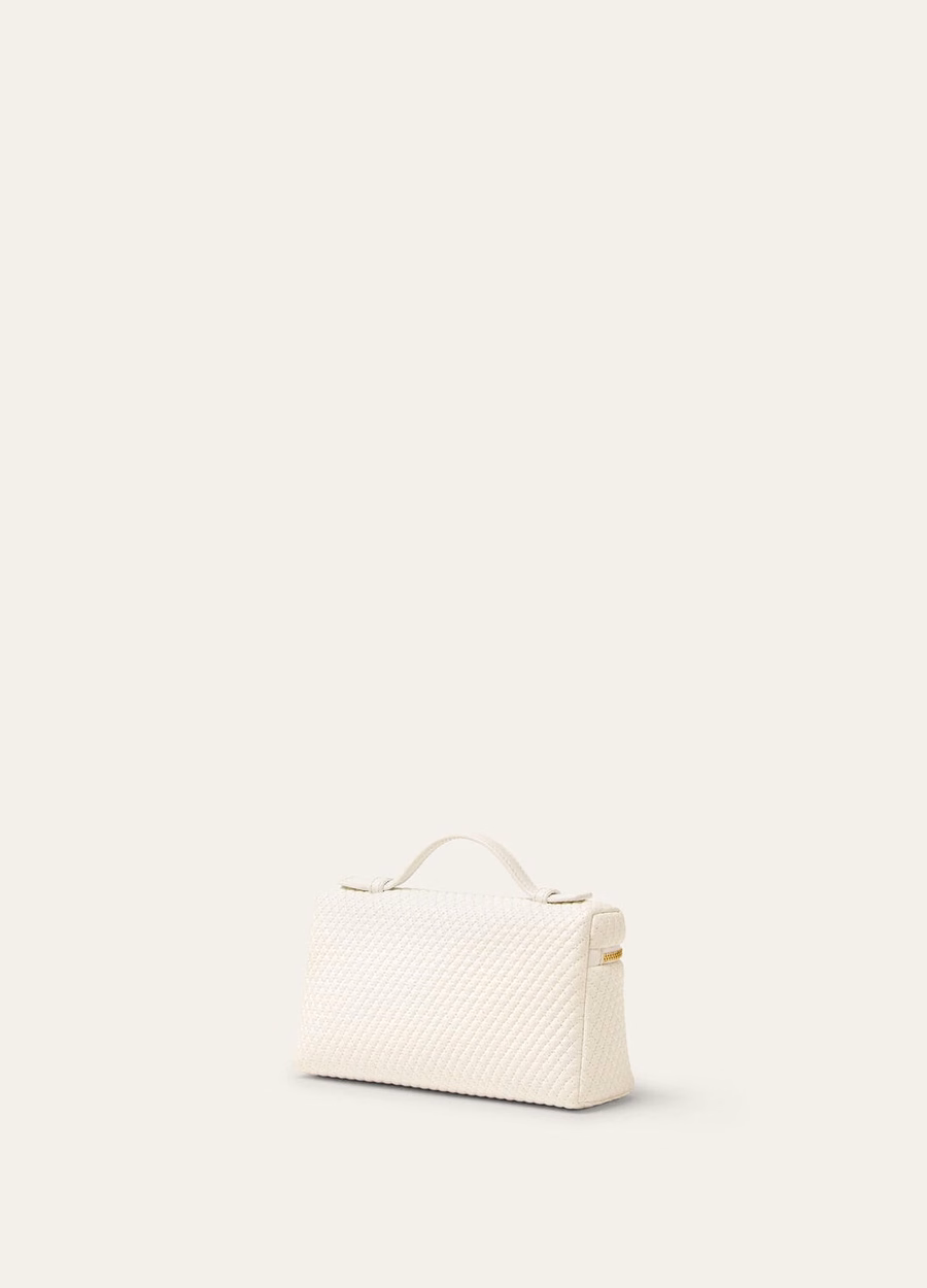 Bolso extra L19 em pele de cordeiro Whisper White/Dourado Sun