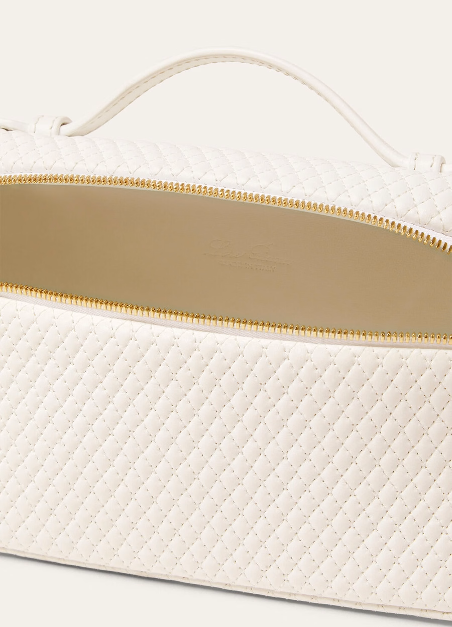 Bolso extra L19 em pele de cordeiro Whisper White/Dourado Sun