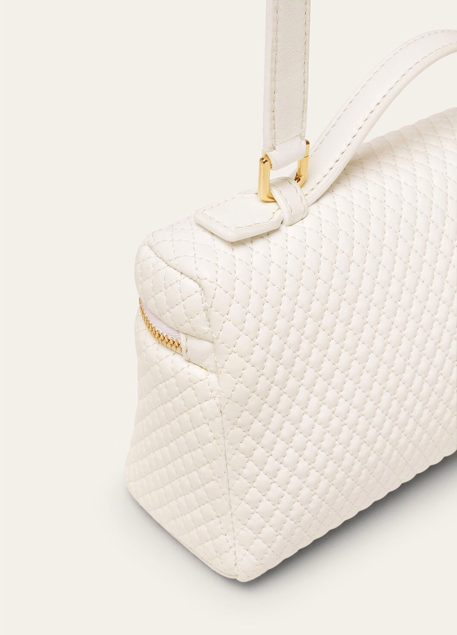 Bolso extra L19 em pele de cordeiro Whisper White/Dourado Sun