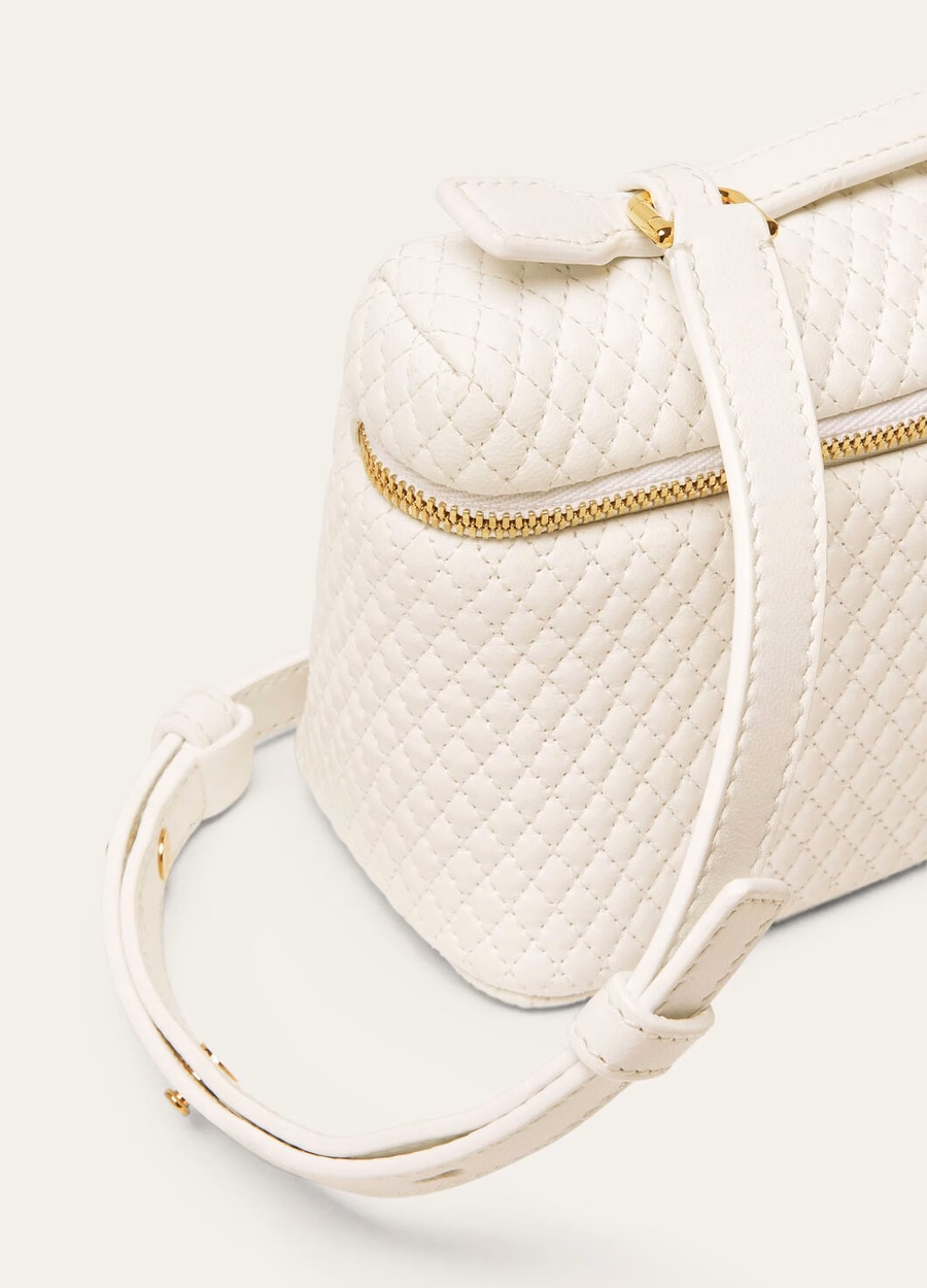 Bolso extra L19 em pele de cordeiro Whisper White/Dourado Sun