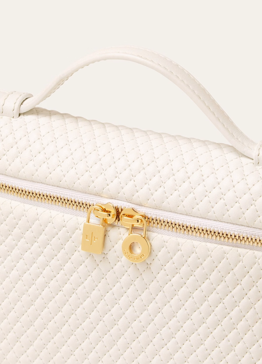Bolso extra L19 em pele de cordeiro Whisper White/Dourado Sun