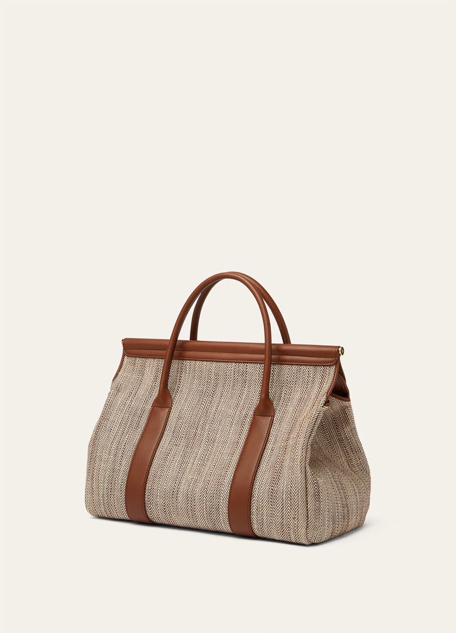 Bolsa Loom L32 em seda Venice Bricola/Branco/Praia Dourada/Café Expresso Intenso/Dourado ao Sol