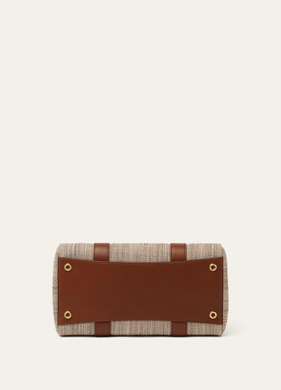 Bolsa Loom L32 em seda Venice Bricola/Branco/Praia Dourada/Café Expresso Intenso/Dourado ao Sol