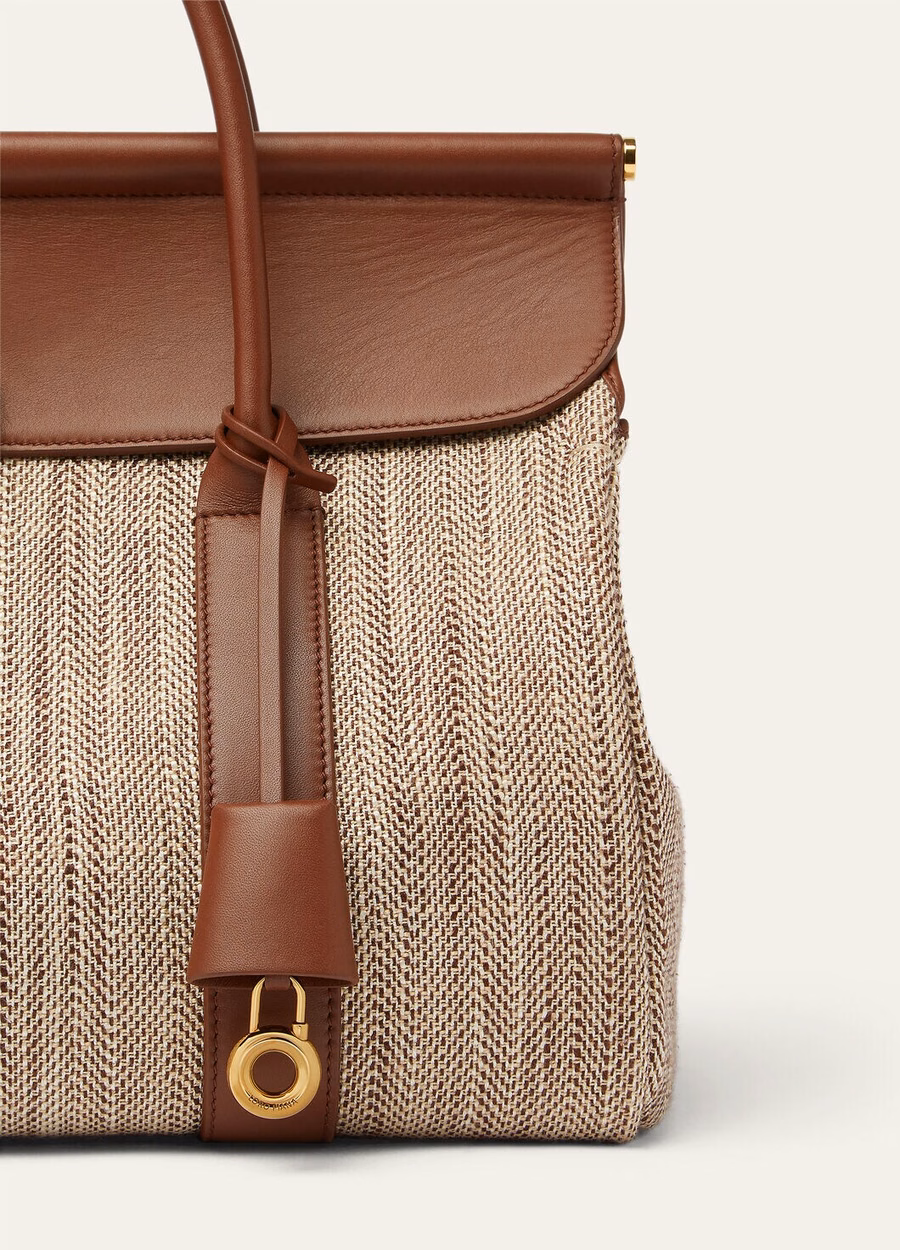 Bolsa Loom L32 em seda Venice Bricola/Branco/Praia Dourada/Café Expresso Intenso/Dourado ao Sol