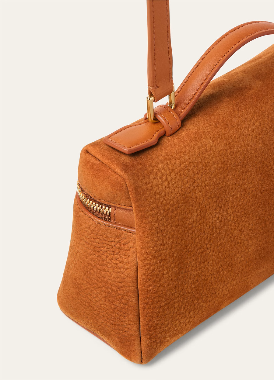 Bolso extra L19 Couro de bezerro Bon Ton Marrom/Dourado