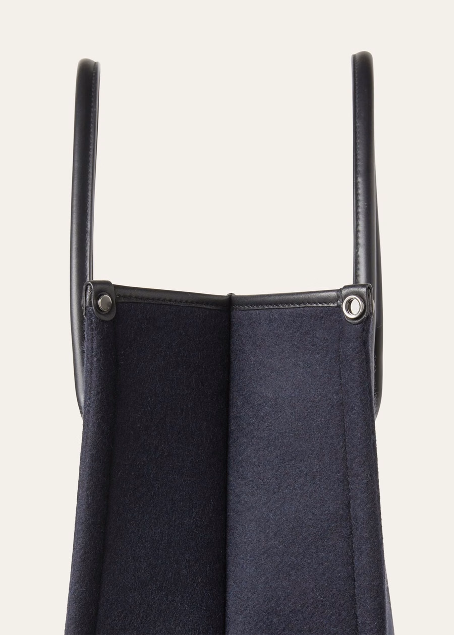 Bolsa transversal grande de cashmere azul marinho/preta/cinza-chumbo