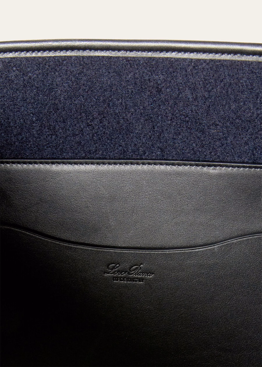 Bolsa transversal grande de cashmere azul marinho/preta/cinza-chumbo