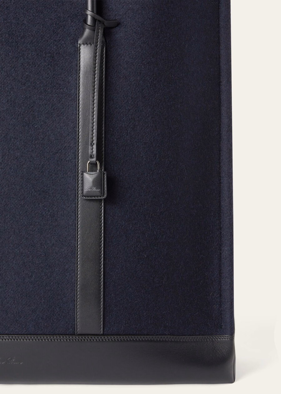 Bolsa transversal grande de cashmere azul marinho/preta/cinza-chumbo