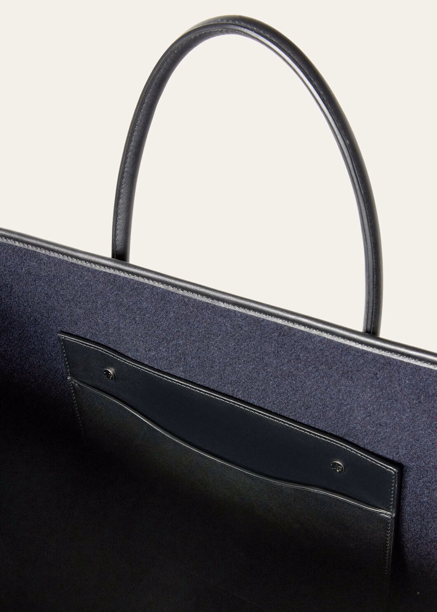 Bolsa transversal grande de cashmere azul marinho/preta/cinza-chumbo