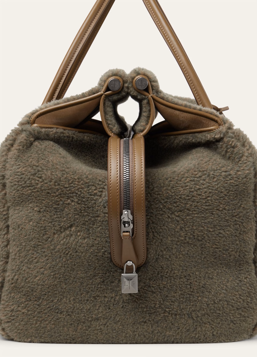 Bolsa de fim de semana Loom L50 em seda e cashmere nas cores musgo tundra/alcaparras salgadas/cinza-chumbo