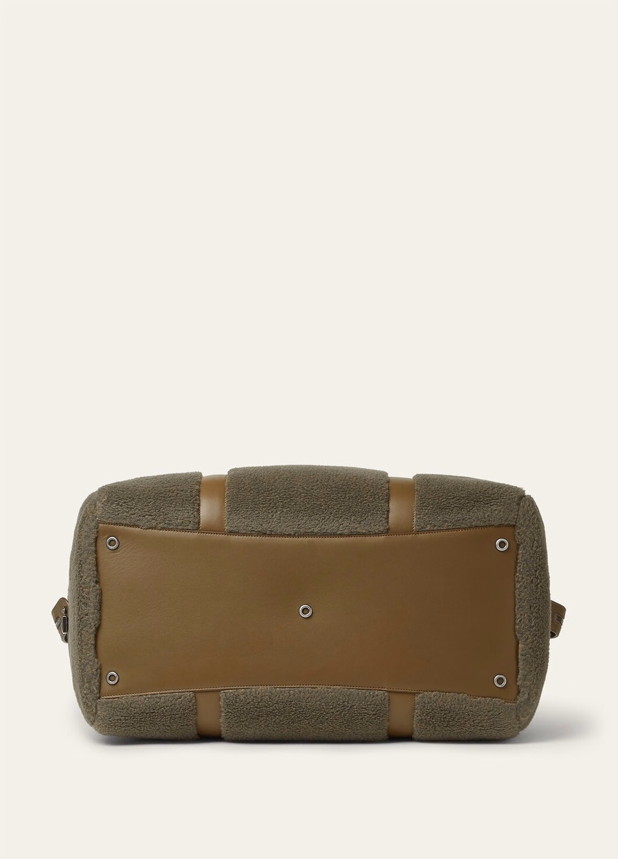 Bolsa de fim de semana Loom L50 em seda e cashmere nas cores musgo tundra/alcaparras salgadas/cinza-chumbo