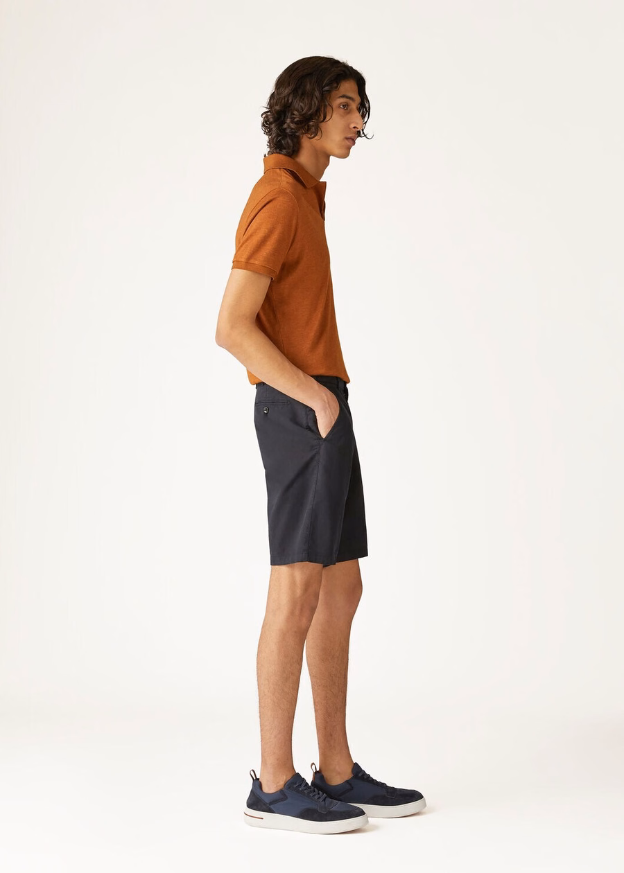 Shorts de convés em algodão azul marinho