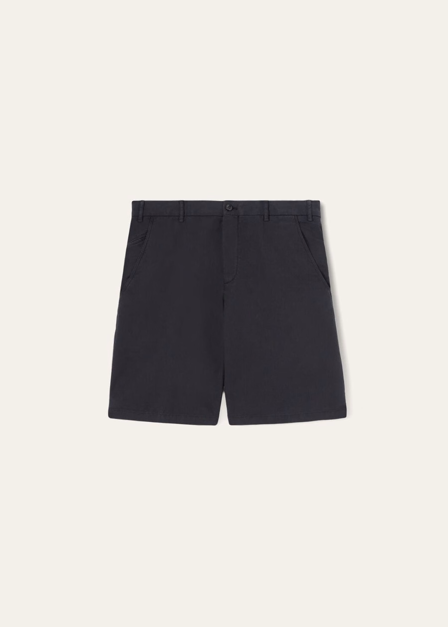 Shorts de convés em algodão azul marinho