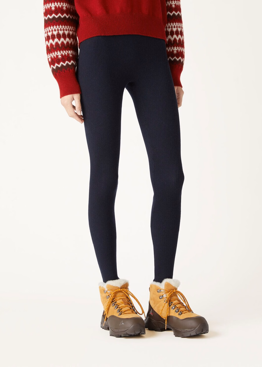 Leggings Dreamwool em lã virgem azul marinho