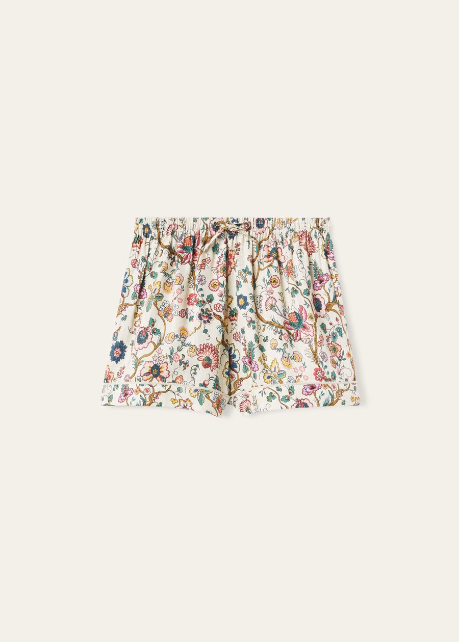 Bermuda James em tons de sândalo/rosa impressionista/creme mel