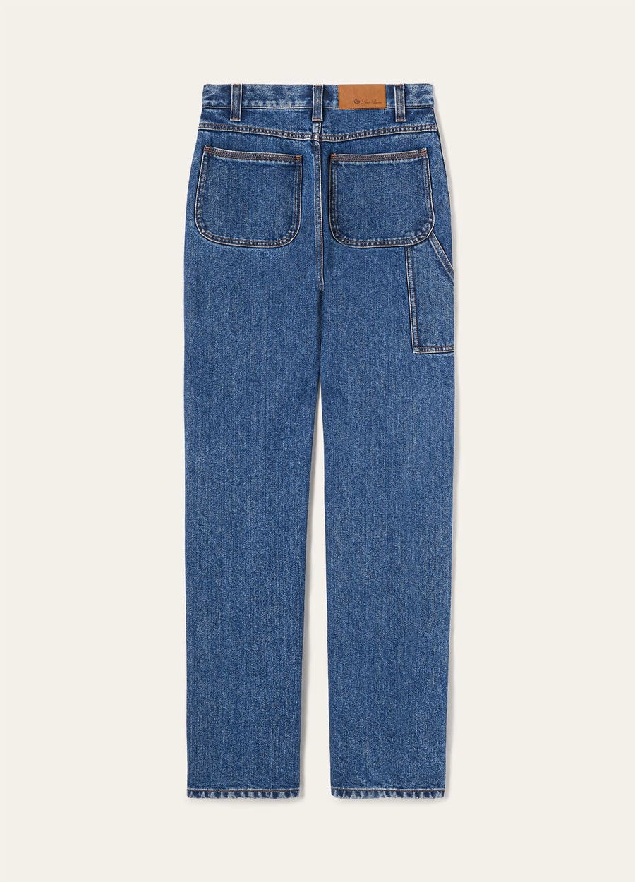 Calças Etienne Denim em seda azul lavada